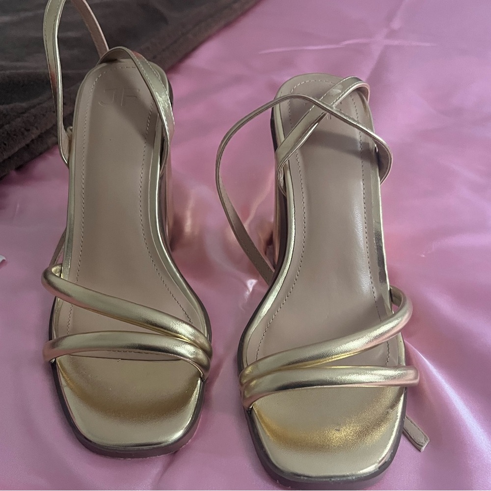JustFab Gold Strappy Heels